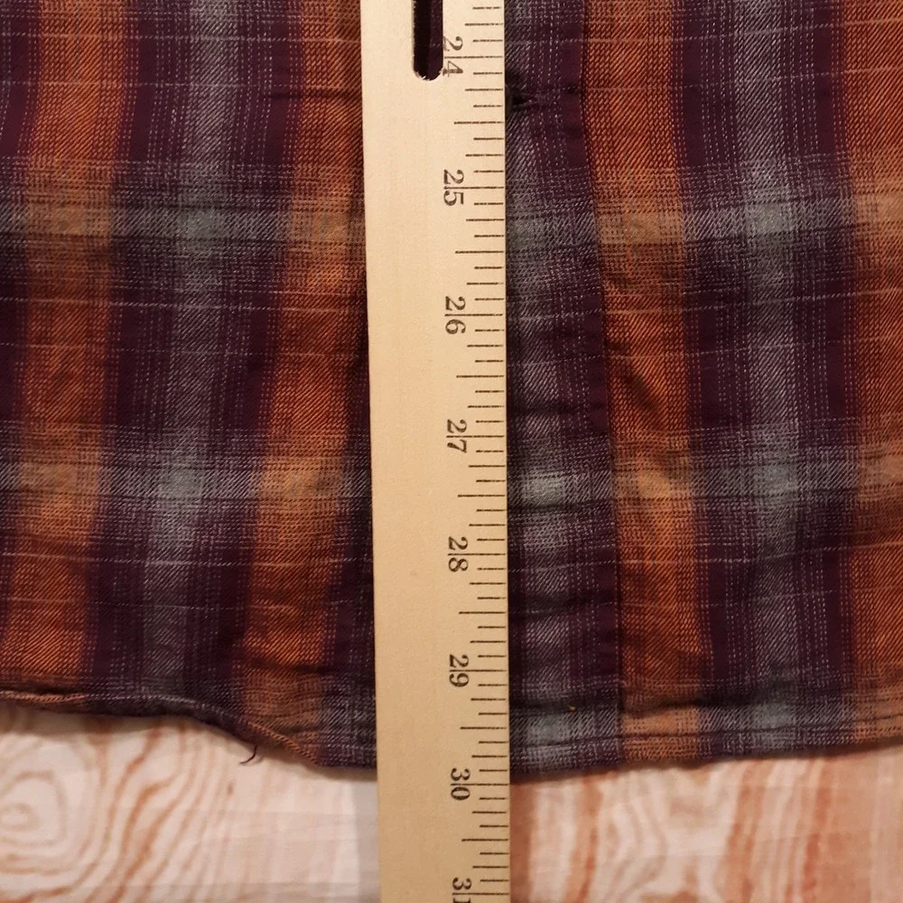 Banana Republic Luxe Flannel Shirt Mens Large Grant Fit Purple Orange Cotton